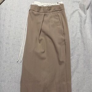 Double waist band straight leg pants